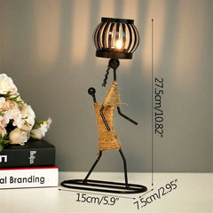 Nordic Metal Abstract Character Candle Holder